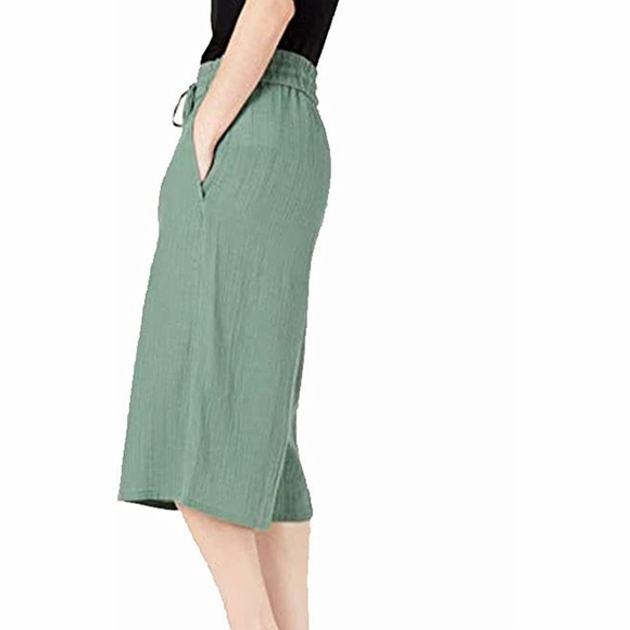 NWT Eileen Fisher Gauze Crop Cotton Culotte Pant Green - Picture 3 of 7